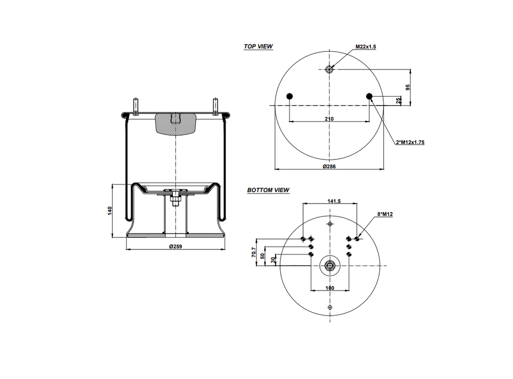 922813 C Air Spring Steel Piston