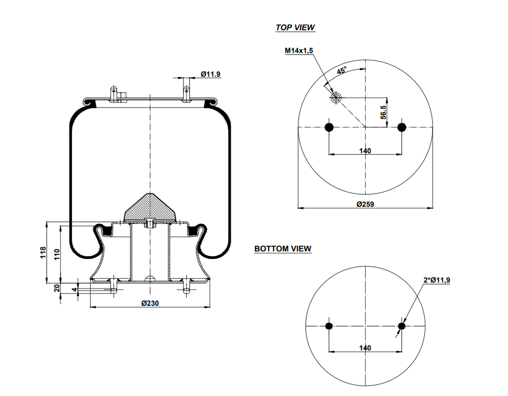 9230302 C Air Spring Steel Piston