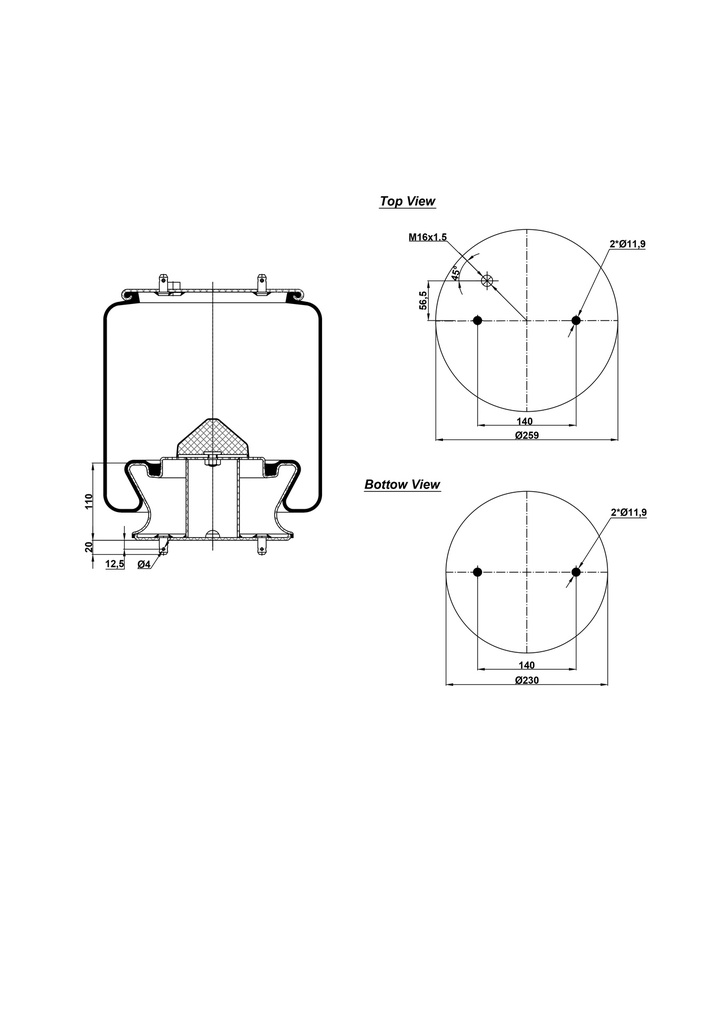 9231238 C Air Spring Steel Piston