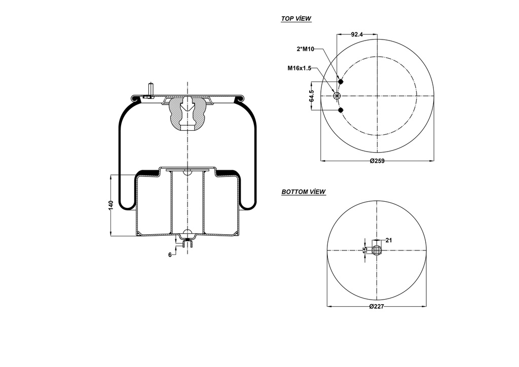 926075 C Air Spring Steel Piston