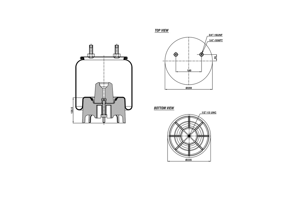 928713 ПНЕВМОПОДУШКА CPP ПЛАСТИКОВЫЙ ПОРШЕНЬ