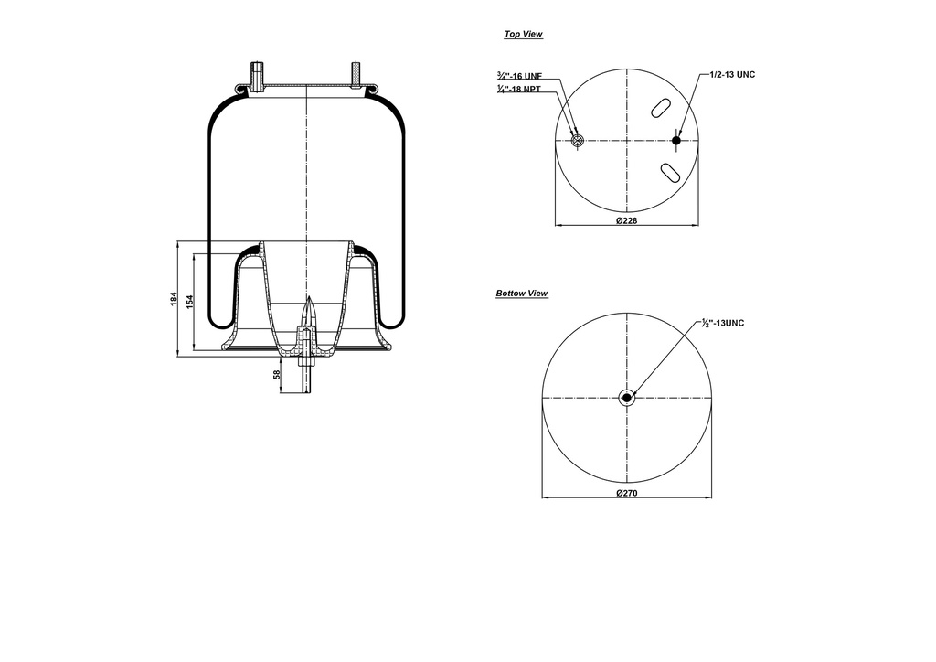 929781 K AIR SPRING W/ ALUMINUM PISTON