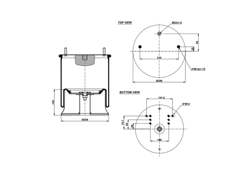 [9233433/2] 922813 C Air Spring Steel Piston