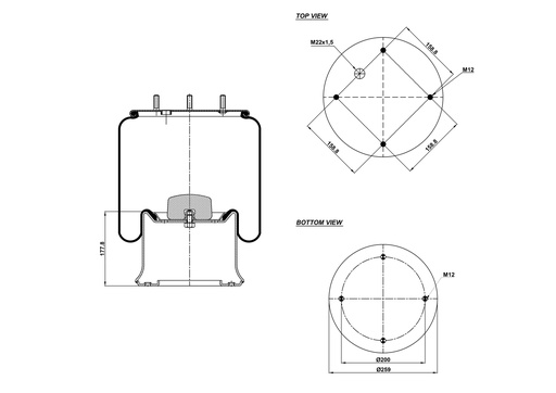 [9233282.08/2] 92811-08 C Air Spring Steel Piston